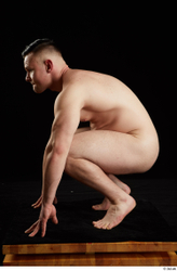 Whole Body Man White Nude Average Kneeling Studio photo references